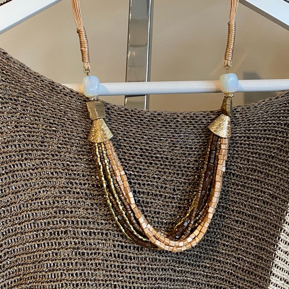 Brown, tan, and gold multi-strand necklace - Picture 1 of 1
